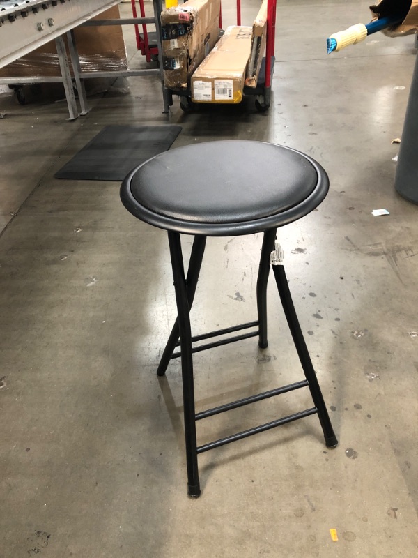 Photo 1 of 24-Inch Counter Height Bar Stool – Backless Folding Chair with 300lb Capacity for Kitchen, Recreation Room, or Game Room by Trademark Home (Black) Set of 1 Black Set of 1