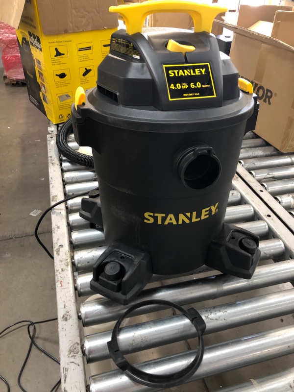 Photo 2 of *NONFUNCTIONAL* Stanley - SL18116P Wet/Dry Vacuum, 6 Gallon, 4 Horsepower Black Black, Yellow 6 Gallon, 4.0 HP AC Wet/Dry Vacuum