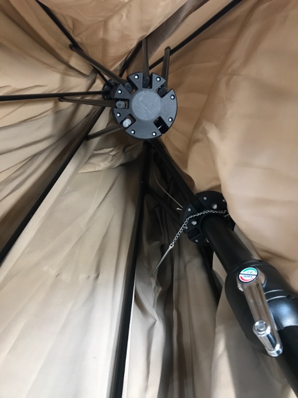 Photo 4 of **MINOR WARE TO UNIT** USED* Twin 9' x 15' ft. feet Outdoor Patio Rectangular Market Umbrella - Khaki