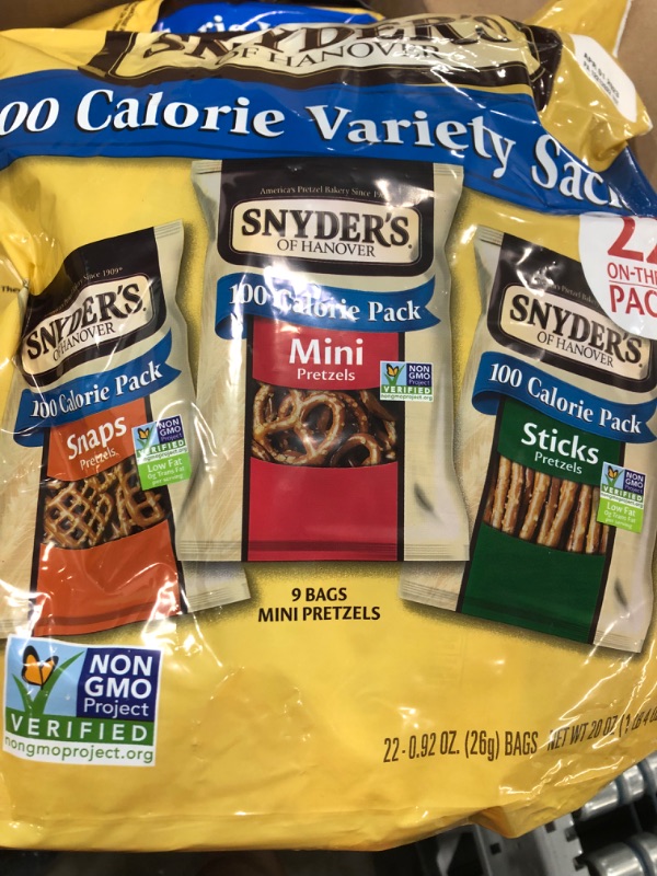 Photo 3 of *EXPIRED APRIL 1ST OF 2023* Snyder's of Hanover Pretzels, Variety Pack of 100 Calorie Individual Packs, 22 Ct (Pack of 4)
