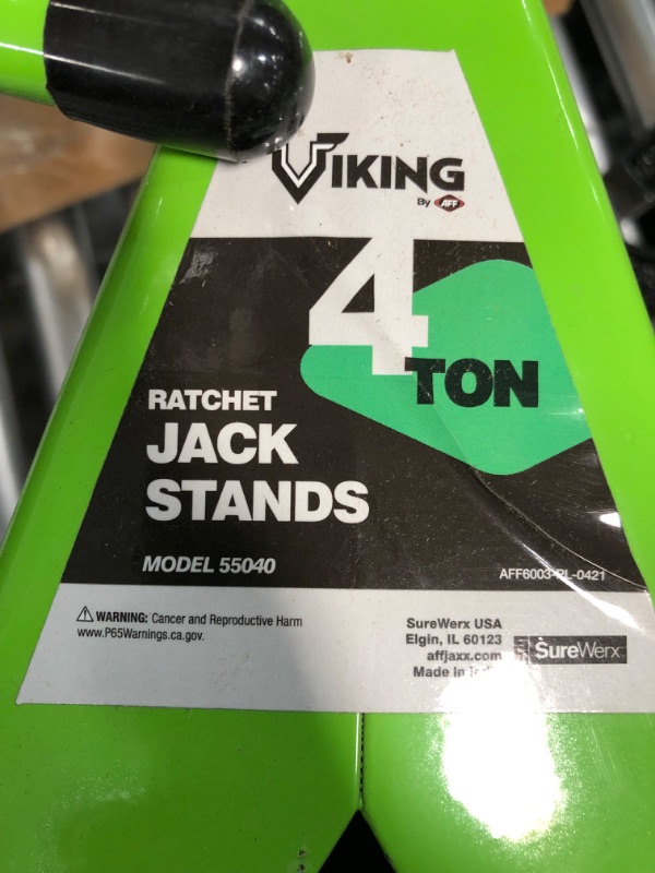 Photo 2 of AFF Viking Ratchet Style Jack Stands - Constructed with High-Grade Forged Steel - Meets PASE/ASME Standards (1 Pair) 4 Ton