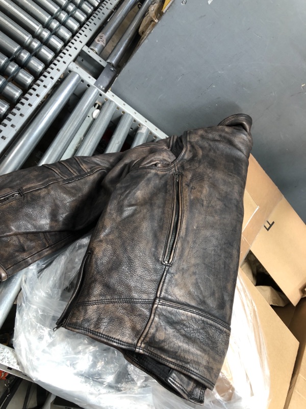 Photo 3 of Milwaukee Leather MLM1515 Men's Distressed Brown Triple Stitched Motorcycle Leather Jacket - Police Style Jacket 4XL