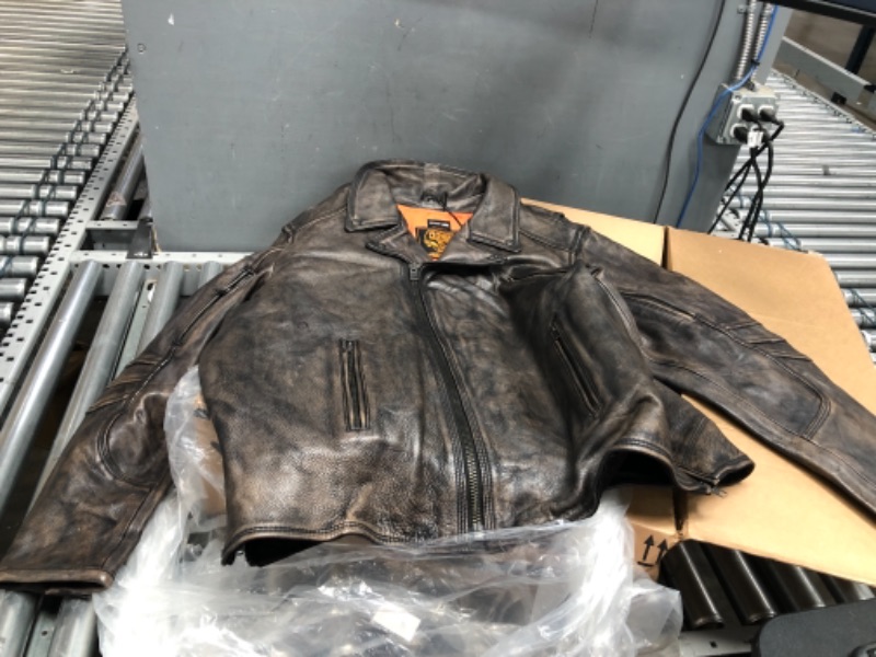 Photo 2 of Milwaukee Leather MLM1515 Men's Distressed Brown Triple Stitched Motorcycle Leather Jacket - Police Style Jacket 4XL