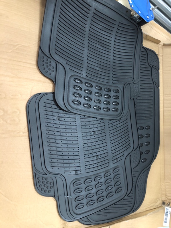 Photo 3 of BDK All Weather Rubber Floor Mats for Car SUV & Truck - 4 Pieces Set (Front & Rear), Trimmable, Heavy Duty Protection Black