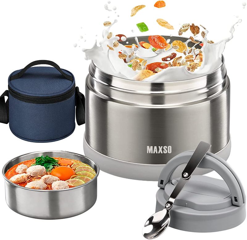 Photo 1 of 
MAXSO Soup Thermos for Hot Food - 24 oz Vacuum Insulated Lunch Container with Foldable Spoon ****BAG NOT INCLUDED****