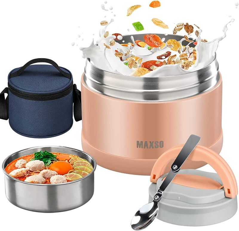 Photo 1 of 
MAXSO Soup Thermos for Hot Food - 24 oz Vacuum Insulated Lunch Container with Foldable Spoon****BAG NOT INCLUDED*****