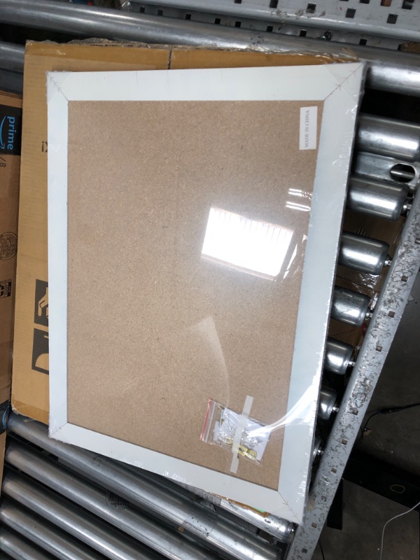 Photo 1 of Cork Board 18''X 24'' Bulletin Board for Wall tack Board Hanging pin tack Board Vintage White Wooden Frame Show Photo Decorative for Office bedrooms Frame 2 24''X 18‘’
