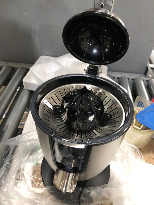 Photo 1 of Eurolux Electric Citrus Juicer Squeezer, for Orange, Lemon, Grapefruit, Stainless Steel 160 Watts of Power Soft Grip Handle and Cone Lid for Easy Use (ELCJ-1700S)