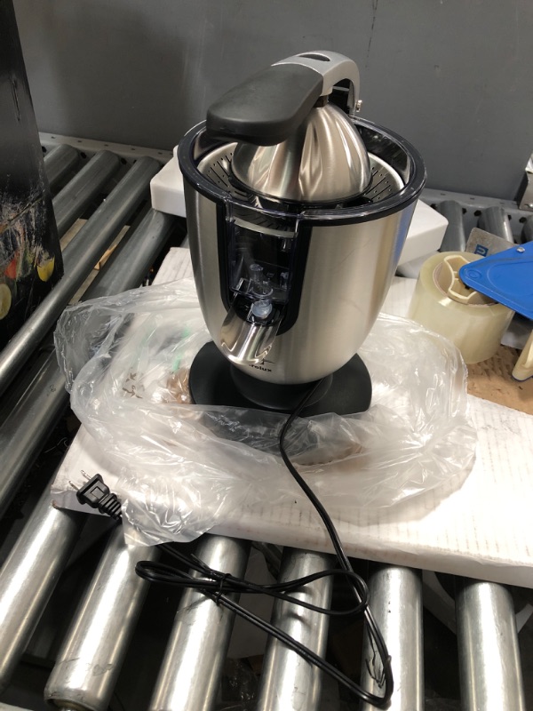 Photo 1 of Eurolux Electric Citrus Juicer Squeezer, for Orange, Lemon, Grapefruit, Stainless Steel 160 Watts of Power Soft Grip Handle and Cone Lid for Easy Use (ELCJ-1700S)