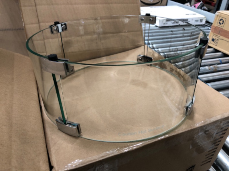 Photo 2 of 14.5 in./ 6" tallRound Tempered Glass Fire Pit Wind Guard for 10 in. Round Drop-In Fire Pit Burner Pan
