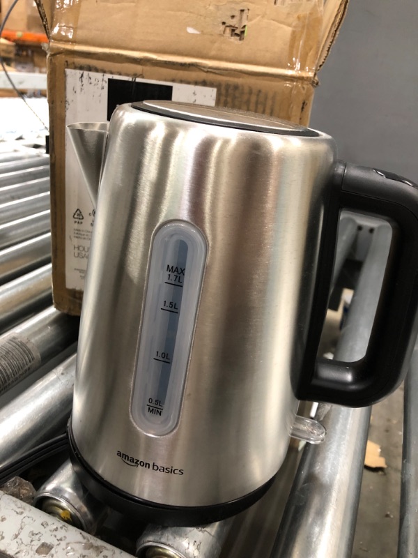 Photo 3 of ***TESTED/ TURNS ON** Basics Stainless Steel Fast, Portable Electric Hot Water Kettle for Tea and Coffee, 1.7-Liter, Silver