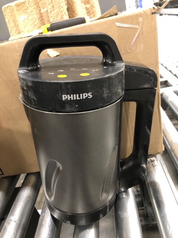 Photo 3 of ***tested/ turns on** Philips Soup and Smoothie Maker, Makes 2-4 servings, HR2204/70, 1.2 Liters, Black and Stainless Steel