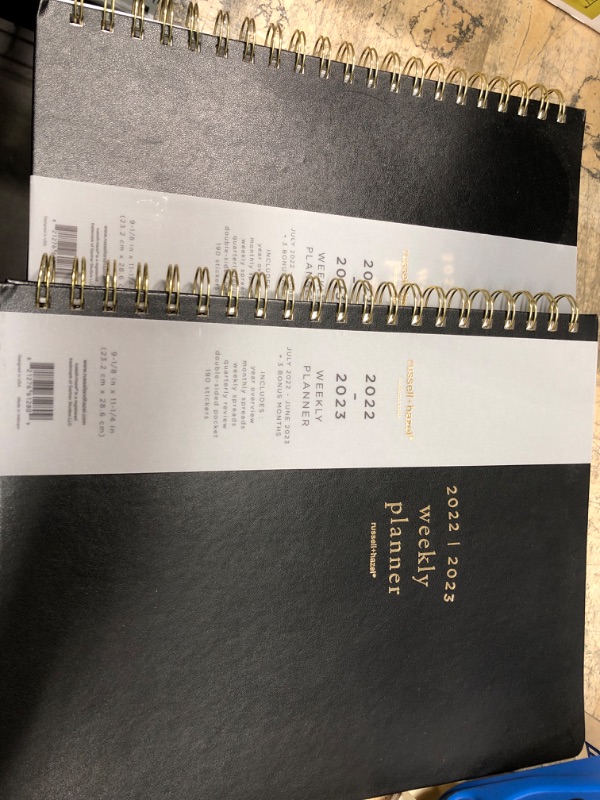 Photo 2 of 2022-23 Academic Planner 8.75"x11" Weekly Spiral Vegan Leather Black - Russell+hazel 2 PACK  ---- 
