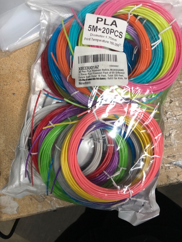 Photo 2 of 3D Pen PLA Filament Refills,MUXIGUANG 1.75mm PLA Filament Pack of 20 Colors Each Color 16 Feet, Total 320 Feet, Create Professional Safety Refill for Kids, for 3D Pens and 3D Printers 20colors