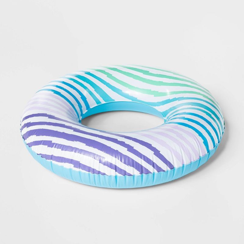 Photo 1 of (pack of 2) Blue Striped Ring Tube - Sun Squad
