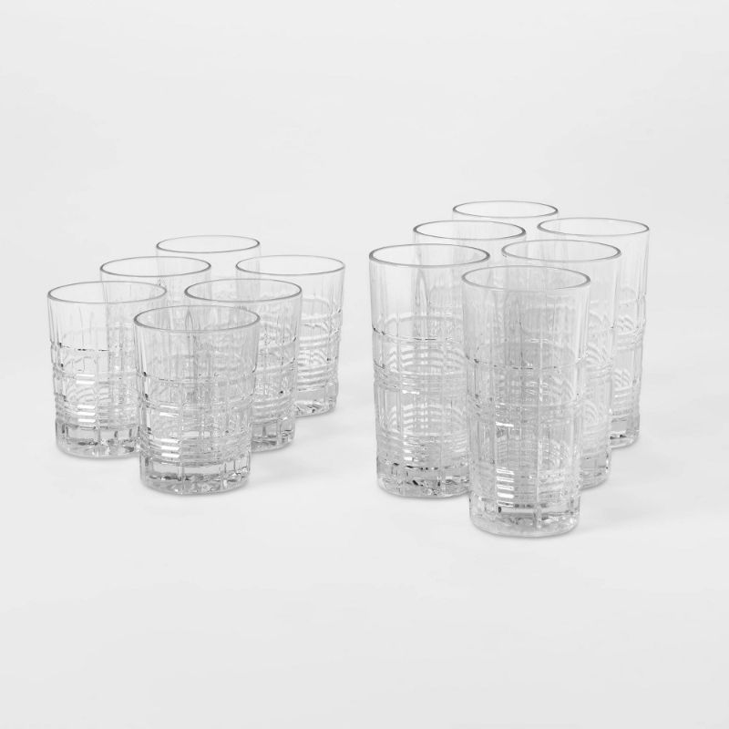 Photo 1 of 12pc Glass Assorted Beveled Tumblers - Thresholdâ„¢
