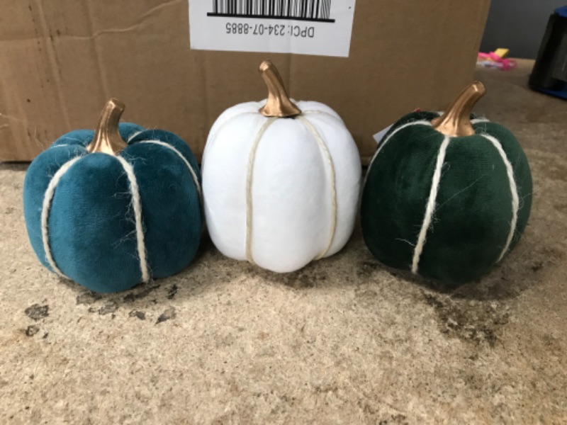 Photo 1 of 55PK- MINI VELVET PUMPKIN DECOR MIXED COLORS 