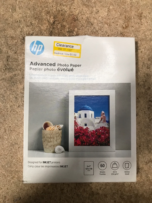 Photo 2 of HP 5x7 60ct Advanced Photo Glossy Printer Paper - White (Q8690A)