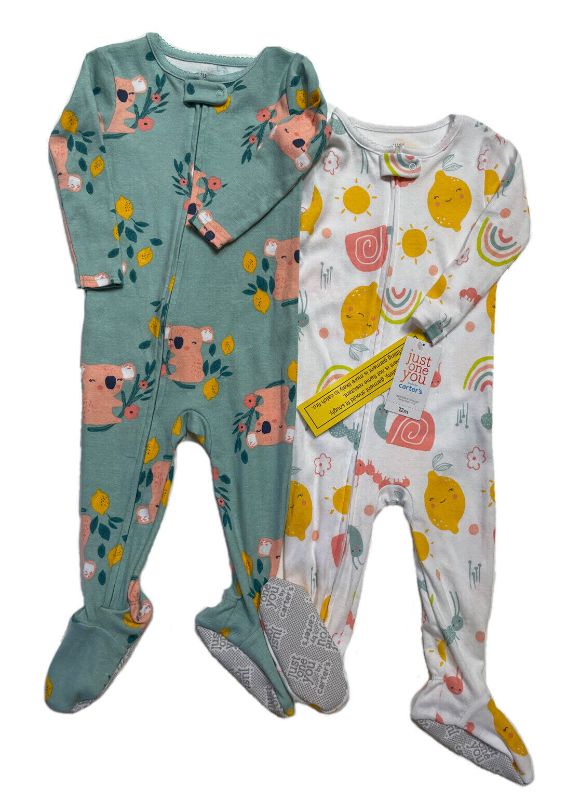 Photo 1 of CARTER’S Just One You Baby/Toddler 2-Pk Footed Cotton Sleeper Pajama Sets; 12 mo