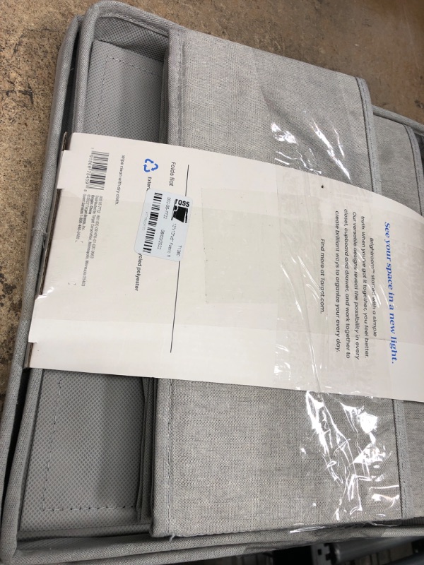 Photo 1 of 13"x13"x6" Fabric Bin with Lid Light Gray - Brightroom™
