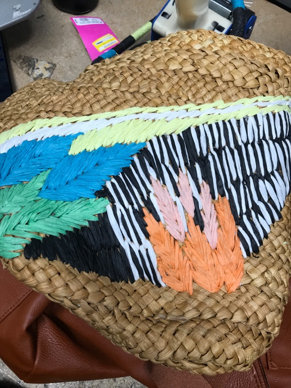 Photo 1 of Abtract Botanical Print Woven Traw Tote - Tabitha Brown for Target Tan
