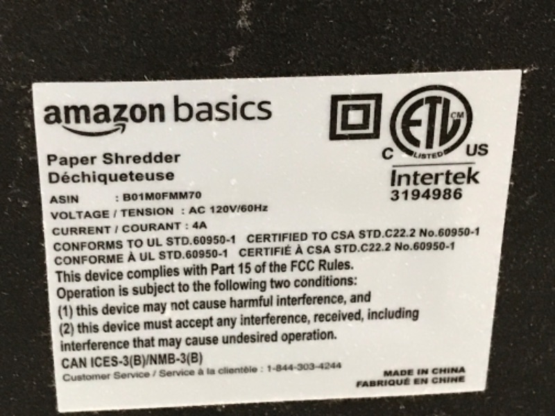 Photo 3 of Amazon Basics 15-Sheet Cross-Cut Paper, CD Credit Card Office Shredder 15 Sheet - original model Shredder