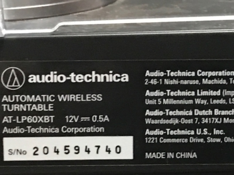 Photo 4 of **PARTS ONLY**
Audio-Technica AT-LP60XBT Fully Automatic Bluetooth Belt-Drive Stereo Turntable, Lilac, Hi-Fi, 2 Speed, Dust Cover, Anti-Resonance, Die-cast Aluminum Platter (Limited Edition) Lilac Wireless Turntable