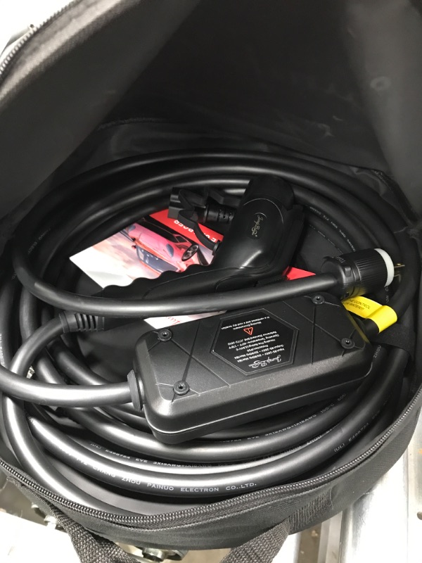 Photo 2 of Jump Booster EV Charger Level 1/2, 110-240V Portable EVSE, 16A 25FT Charging Cable, NEMA 6-20 Plug & NEMA 5-15 Adapter, LED Digital Display EV Charging Station, Adjustable Current 10-16A