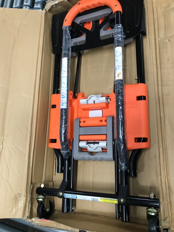 Photo 1 of Cosco 12222BGO1E Shifter Multi-Position Heavy Duty Folding Hand Truck and Dolly, Orange, Cart Orange Cart