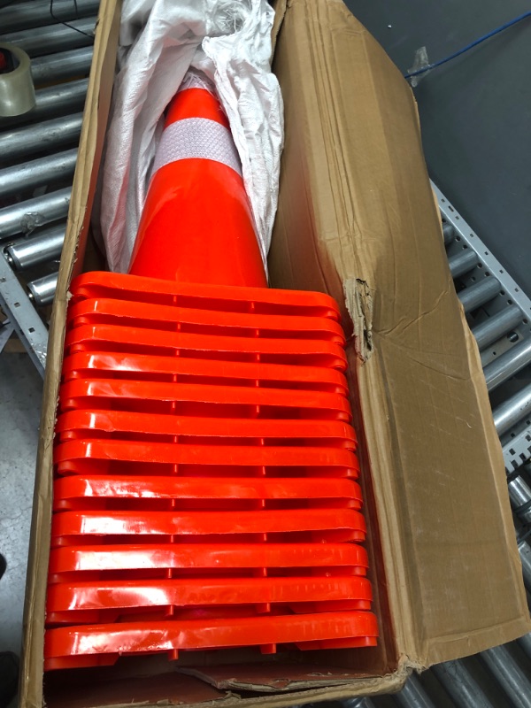Photo 2 of [ 12 Pack ] 28" Traffic Cones Plastic Road Cone PVC Safety Road Parking Cones Weighted Hazard Cones Construction Cones Orange Parking Barrier Safety Cones Field Marker Cones Safety Cones (12)