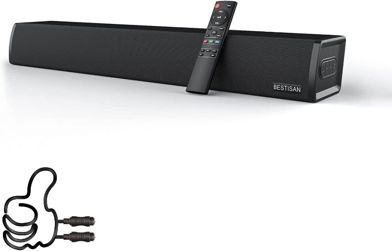 Photo 1 of *incomplete* Bestisan Sound Bar, Home Audio TV Soundbar Speaker, Wireless Bluetooth 5.0 Soundbars for TV/PC/Projectors, Opt/Coax/Aux/USB,(24 Inch, 3 EQ Modes, 3D Surround Sound)

