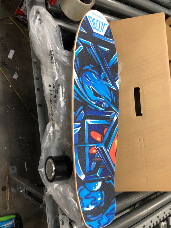Photo 2 of WOOKRAYS Electric Skateboard with Wireless Remote Control, 350W, Max 12.4 MPH, 7 Layers Maple E-Skateboard, 3 Speed Adjustment for Adult, Teens, and Kids Blue