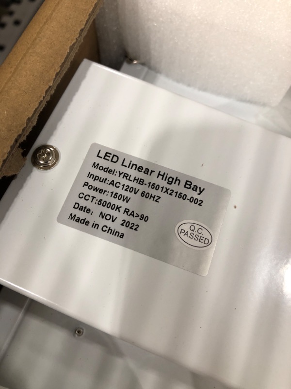 Photo 2 of 2 Pack LED High Bay Shop Light, 2FT 150W 21500LM 140LM/W [600W HPS Eqv.] 5000K Daylight Linear Hanging Light for Workshop Warehouse Garage