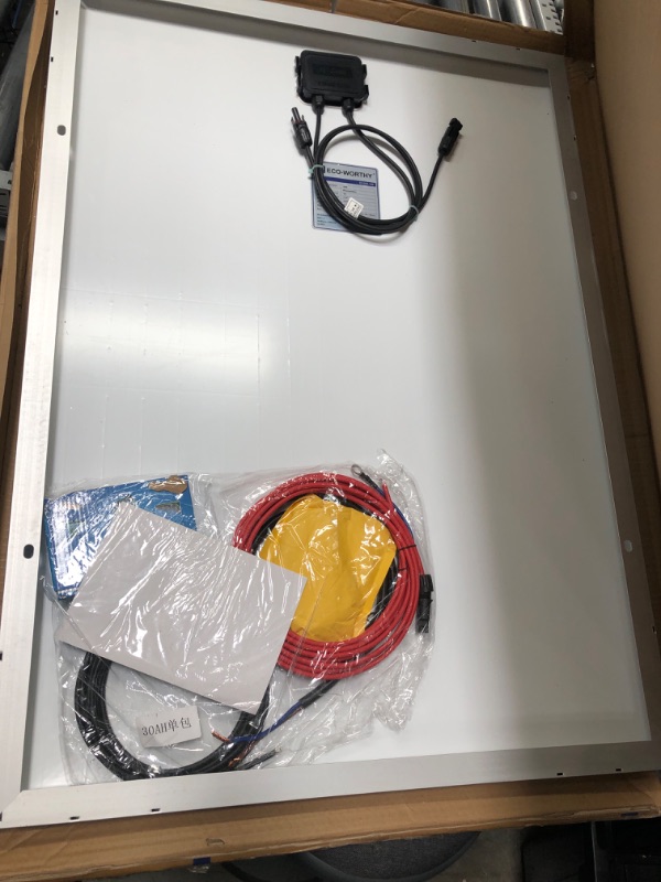 Photo 2 of *PARTS ONLY* ECO-WORTHY 120W Solar Panel Kit Off-Grid System: 120W 12V Monocrystalline Solar Panel with 30A Charge Controller + Solar Cables + Tray Cables + Mounting Brackets for Motorhome RV Boat Shed Camping 120W Essential Kit