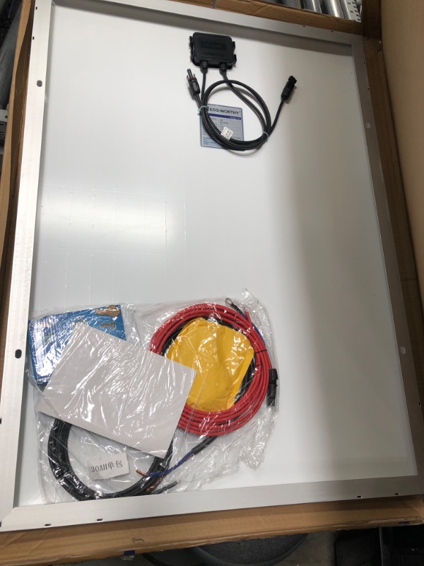 Photo 1 of *PARTS ONLY* ECO-WORTHY 120W Solar Panel Kit Off-Grid System: 120W 12V Monocrystalline Solar Panel with 30A Charge Controller + Solar Cables + Tray Cables + Mounting Brackets for Motorhome RV Boat Shed Camping 120W Essential Kit