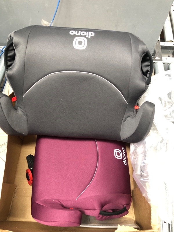 Photo 1 of Diono Solana, No Latch, Pack of 2 Backless Booster Car Seats, Lightweight, Machine Washable Covers, Cup Holders, Charcoal Gray/Pink NEW! 2-Pack Charcoal Gray/Pink