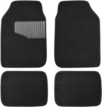 Photo 1 of Amazon Basics Universal Fit All-Weather Heavy-Duty Carpet Floor Mats Cars - 4-Piece, Black
