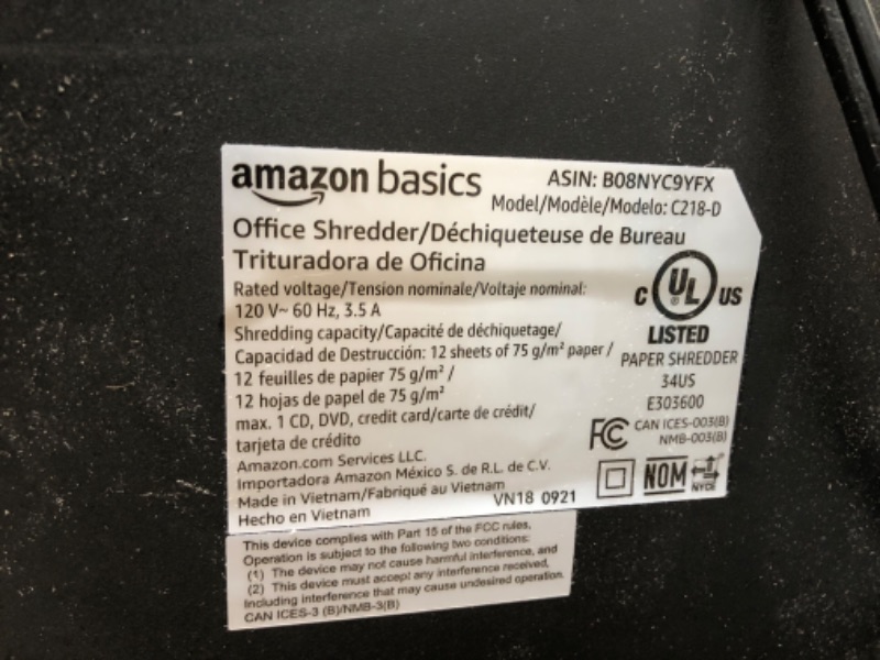 Photo 3 of Amazon Basics 12 Sheet Micro-Cut Paper,Credit Card and CD Shredder for Office/Home & Paper Shredder Sharpening & Lubricant Sheets - Pack of 24