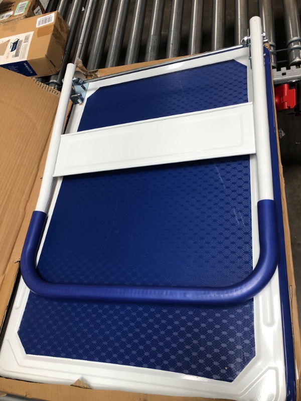 Photo 2 of Push Cart Dolly by Wellmax, Moving Platform Hand Truck, Foldable for Easy Storage and 360 Degree Swivel Wheels with 660lb Weight Capacity, Blue Color
