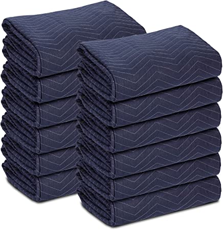 Photo 1 of 12 Moving Packing Blankets - 80 x 72 Inches (35 lb/dz) Heavy Duty Moving Pads for Protecting Furniture Professional Quilted Shipping Furniture Pads (Blue 24PCS)
