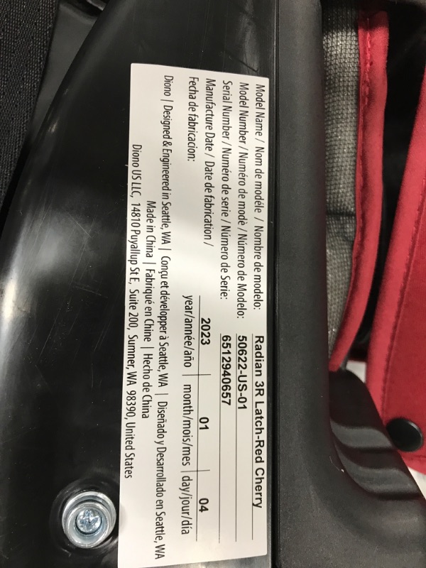 Photo 3 of **DAMAGED - SEEN NOTES** 
Diono Radian 3R, 3-in-1 Convertible Car Seat, Red Cherry