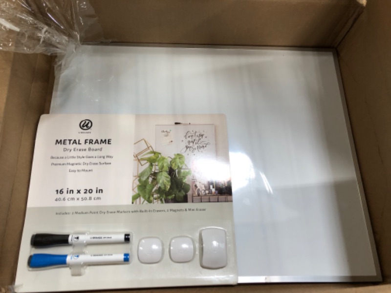 Photo 1 of U Brands Magnetic Dry Erase Board Value Pack, 16 x 20 Inches, Silver Aluminum Frame (736W00-04)
