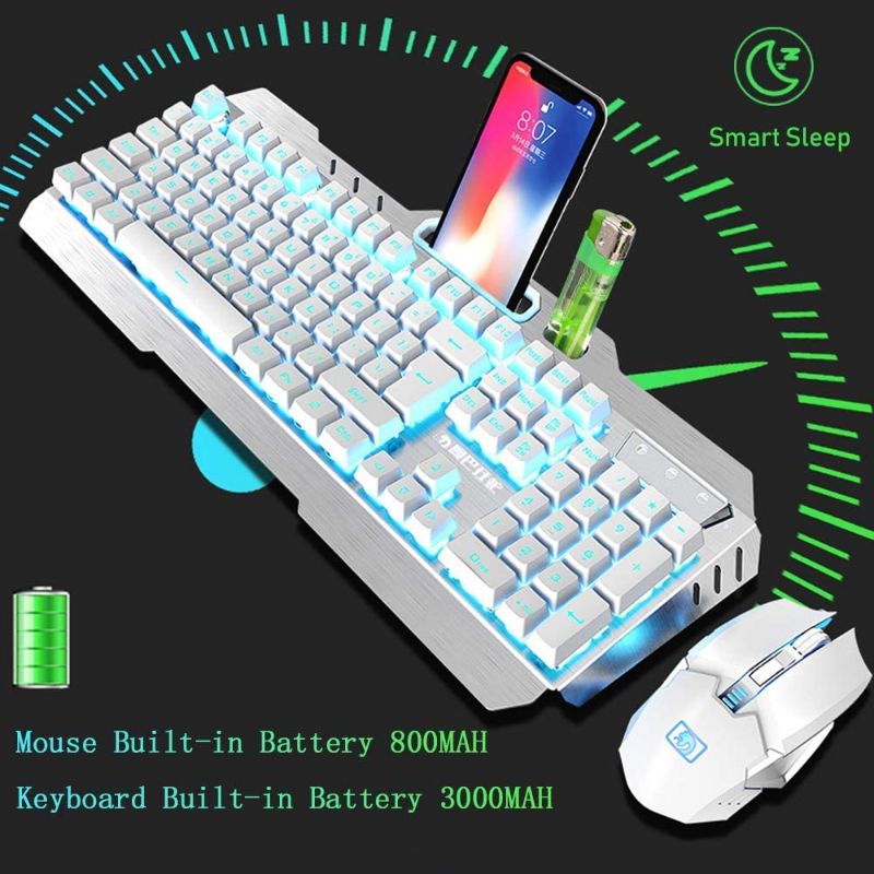 Photo 1 of Wireless Gaming Keyboard and Mouse,16 Kinds RGB LED Backlit Rechargeable Keyboard Mouse with 4800mAh Battery Metal Panel,Mechanical Feel and Gaming Mute Mouse for Computer Gamers(Black RGB Backlit)
