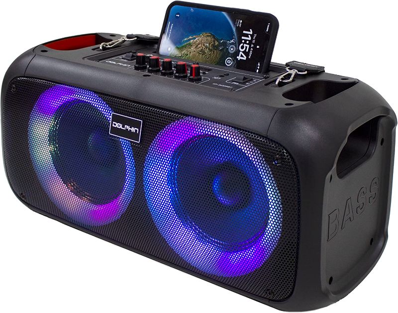 Photo 1 of Dolphin New Upgraded 2023 SP-2600RBT Portable Bluetooth Speaker - Crisp Sound & BASS - Dual 6.5" Woofer, 1" Tweeter, Boombox
