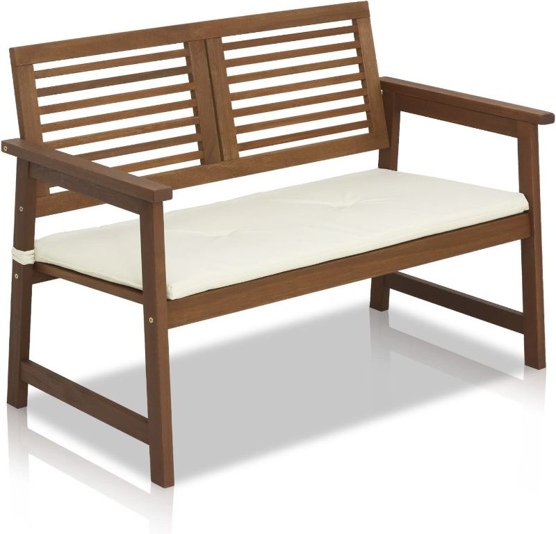 Photo 1 of **CRACK ON ARMREST**
Furinno FG161167 Tioman Hardwood Outdoor Bench in Teak Oil, Natural
