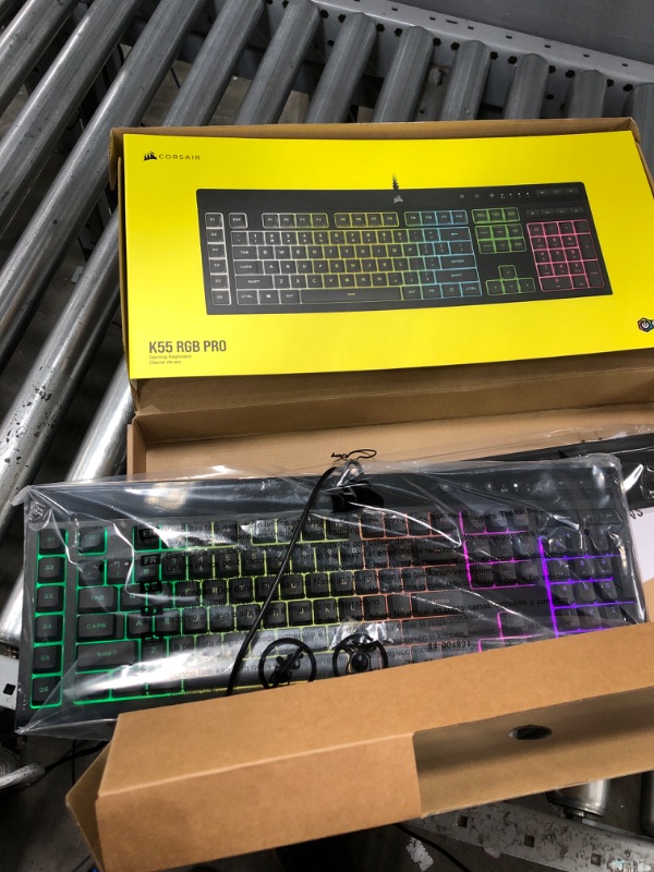 Photo 2 of CORSAIR K55 RGB PRO-Dynamic RGB Backlighting - Six Macro Keys with Elgato Stream Deck Software Integration-IP42 Dust and Spill Resistant-Detachable Palm Rest-Dedicated Media and Volume Keys, Black