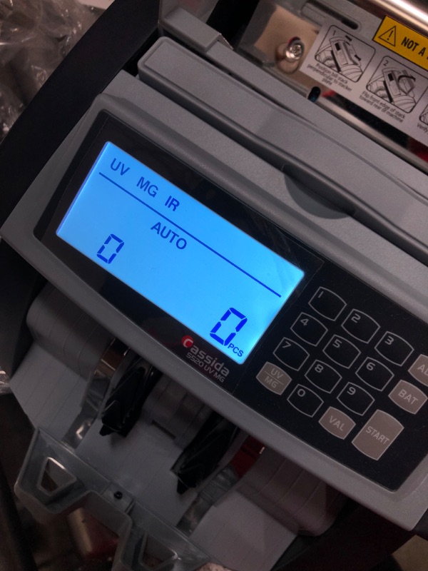 Photo 3 of Cassida 5520 UV/MG - USA Money Counter with ValuCount, UV/MG/IR Counterfeit Detection, Add and Batch Modes - Large LCD Display & Fast Counting Speed 1,300 Notes/Minute UV/MG Counterfeit Detection 