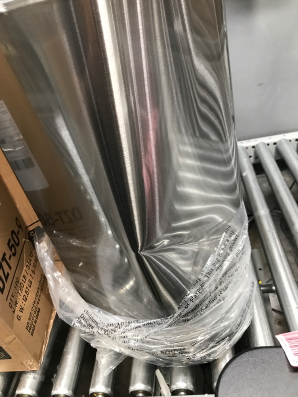 Photo 3 of NINESTARS DZT-50-9 Automatic Touchless Infrared Motion Sensor Trash Can, 13 Gal 50L, Stainless Steel Base (Oval, Silver/Black Lid)
