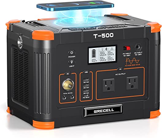 Photo 1 of GRECELL Portable Power Station 500W, 519Wh/140400mAh Solar Generator Backup Lithium Battery Pack Power Supply with 2 AC Outlets, PD 60W USB-C Power bank for Outdoor RV Camping Home Outage Emergency
