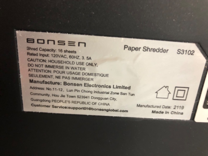 Photo 3 of BONSEN Shredder for Home Office, 8-Sheet Crosscut Credit Card Shredder, Small Paper Shredder for Home Use with 4 Gallons Wastebasket, High Security Level P-4, ETL Certification (S3101) 8 Sheet Cross Cut